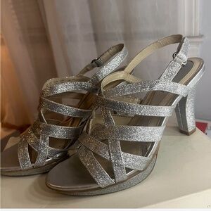 Sparkly silver heels